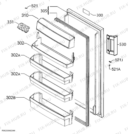 Взрыв-схема холодильника Aeg S32500KSW1 - Схема узла Door 003